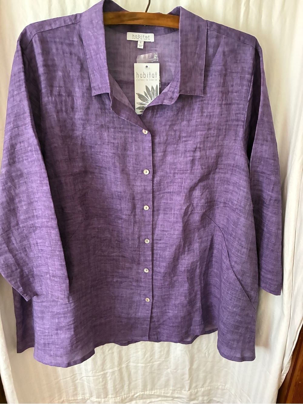 Habitat Lavender-Purple Linen Button-Down Swing Shirt NWT